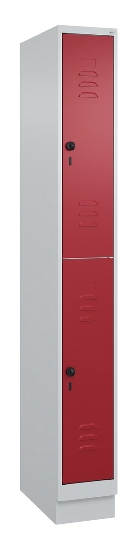 C+P Doppelstock-Spind 080310-29 Classic PLUS mit Sockel 2 Abt.250mm je 2 Fächer Drehriegel (HxBxT)1950x500x500mm 7035/7016