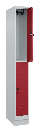C+P Doppelstock-Spind 080310-29 Classic PLUS mit Sockel 2 Abt.250mm je 2 Fächer Drehriegel (HxBxT)1950x500x500mm 7035/7016