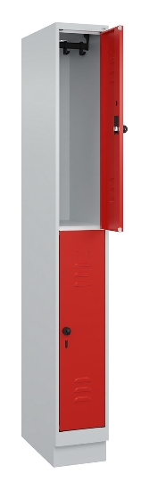 C+P Doppelstock-Spind 080310-29 Classic PLUS mit Sockel 2 Abt.250mm je 2 Fächer Drehriegel (HxBxT)1950x500x500mm 7035/7016
