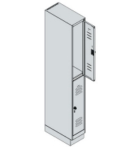 C+P Doppelstock-Spind 080310-29 Classic PLUS mit Sockel 2 Abt.250mm je 2 Fächer Drehriegel (HxBxT)1950x500x500mm 7035/7016