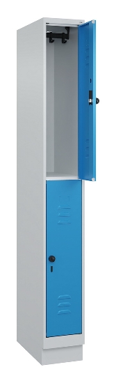 C+P Doppelstock-Spind 080310-29 Classic PLUS mit Sockel 2 Abt.250mm je 2 Fächer Drehriegel (HxBxT)1950x500x500mm 7035/7016