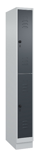 C+P Doppelstock-Spind 080310-29 Classic PLUS mit Sockel 2 Abt.250mm je 2 Fächer Drehriegel (HxBxT)1950x500x500mm 7035/7016