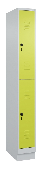C+P Doppelstock-Spind 080310-29 Classic PLUS mit Sockel 2 Abt.250mm je 2 Fächer Drehriegel (HxBxT)1950x500x500mm 7035/7016