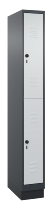 C+P Doppelstock-Spind 080310-29 Classic PLUS mit Sockel 2 Abt.250mm je 2 Fächer Drehriegel (HxBxT)1950x500x500mm 7035/7016