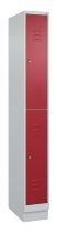 C+P Doppelstock-Spind 080310-29 Classic PLUS mit Sockel 2 Abt.250mm je 2 Fächer Drehriegel (HxBxT)1950x500x500mm 7035/7016