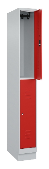 C+P Doppelstock-Spind 080310-29 Classic PLUS mit Sockel 2 Abt.250mm je 2 Fächer Drehriegel (HxBxT)1950x500x500mm 7035/7016