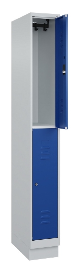 C+P Doppelstock-Spind 080310-29 Classic PLUS mit Sockel 2 Abt.250mm je 2 Fächer Drehriegel (HxBxT)1950x500x500mm 7035/7016