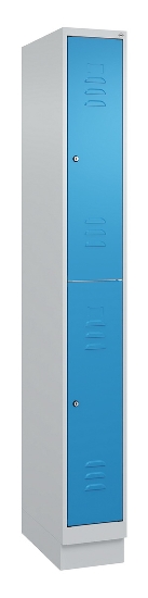 C+P Doppelstock-Spind 080310-29 Classic PLUS mit Sockel 2 Abt.250mm je 2 Fächer Drehriegel (HxBxT)1950x500x500mm 7035/7016