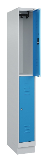 C+P Doppelstock-Spind 080310-29 Classic PLUS mit Sockel 2 Abt.250mm je 2 Fächer Drehriegel (HxBxT)1950x500x500mm 7035/7016