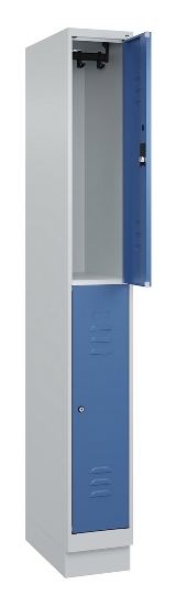 C+P Doppelstock-Spind 080310-29 Classic PLUS mit Sockel 2 Abt.250mm je 2 Fächer Drehriegel (HxBxT)1950x500x500mm 7035/7016