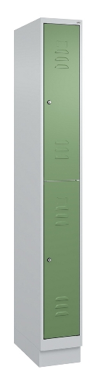 C+P Doppelstock-Spind 080310-29 Classic PLUS mit Sockel 2 Abt.250mm je 2 Fächer Drehriegel (HxBxT)1950x500x500mm 7035/7016