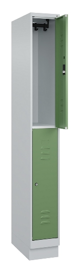 C+P Doppelstock-Spind 080310-29 Classic PLUS mit Sockel 2 Abt.250mm je 2 Fächer Drehriegel (HxBxT)1950x500x500mm 7035/7016