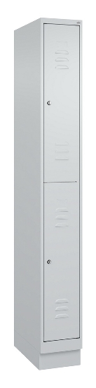 C+P Doppelstock-Spind 080310-29 Classic PLUS mit Sockel 2 Abt.250mm je 2 Fächer Drehriegel (HxBxT)1950x500x500mm 7035/7016