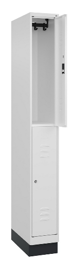 C+P Doppelstock-Spind 080310-29 Classic PLUS mit Sockel 2 Abt.250mm je 2 Fächer Drehriegel (HxBxT)1950x500x500mm 7035/7016