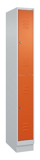 C+P Doppelstock-Spind 080310-29 Classic PLUS mit Sockel 2 Abt.250mm je 2 Fächer Drehriegel (HxBxT)1950x500x500mm 7035/7016
