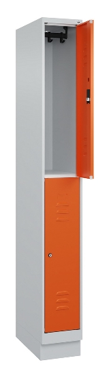 C+P Doppelstock-Spind 080310-29 Classic PLUS mit Sockel 2 Abt.250mm je 2 Fächer Drehriegel (HxBxT)1950x500x500mm 7035/7016