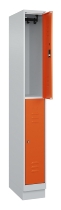 C+P Doppelstock-Spind 080310-29 Classic PLUS mit Sockel 2 Abt.250mm je 2 Fächer Drehriegel (HxBxT)1950x500x500mm 7035/7016