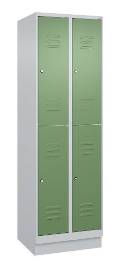 C+P Doppelstock-Spind 080320-22 Classic PLUS Sockel 2-Abt.400mm je 2 Fächer Sicherheits-Drehriegel (HxBxT)1950x800x500mm 7016/7035