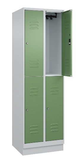 C+P Doppelstock-Spind 080320-22 Classic PLUS Sockel 2-Abt.400mm je 2 Fächer Sicherheits-Drehriegel (HxBxT)1950x800x500mm 7016/7035