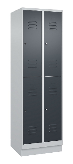 C+P Doppelstock-Spind 080320-22 Classic PLUS Sockel 2-Abt.400mm je 2 Fächer Sicherheits-Drehriegel (HxBxT)1950x800x500mm 7016/7035