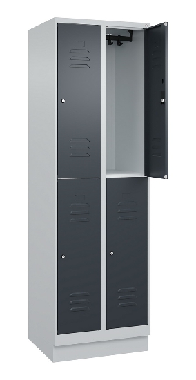 C+P Doppelstock-Spind 080320-22 Classic PLUS Sockel 2-Abt.400mm je 2 Fächer Sicherheits-Drehriegel (HxBxT)1950x800x500mm 7016/7035