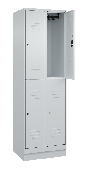 C+P Doppelstock-Spind 080320-22 Classic PLUS Sockel 2-Abt.400mm je 2 Fächer Sicherheits-Drehriegel (HxBxT)1950x800x500mm 7016/7035