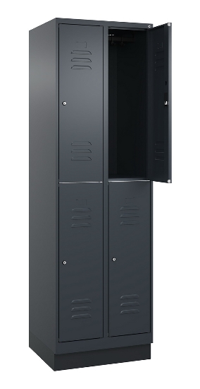 C+P Doppelstock-Spind 080320-22 Classic PLUS Sockel 2-Abt.400mm je 2 Fächer Sicherheits-Drehriegel (HxBxT)1950x800x500mm 7016/7035