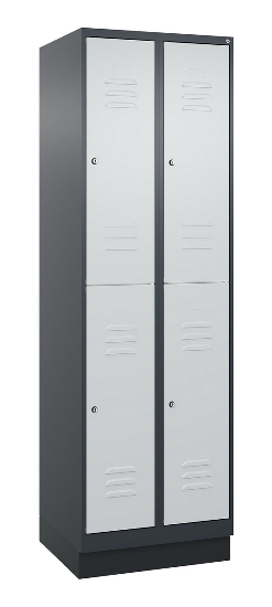 C+P Doppelstock-Spind 080320-22 Classic PLUS Sockel 2-Abt.400mm je 2 Fächer Sicherheits-Drehriegel (HxBxT)1950x800x500mm 7016/7035
