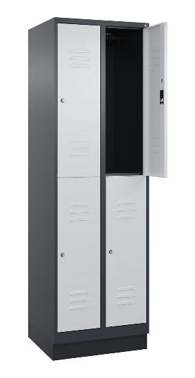 C+P Doppelstock-Spind 080320-22 Classic PLUS Sockel 2-Abt.400mm je 2 Fächer Sicherheits-Drehriegel (HxBxT)1950x800x500mm 7016/7035