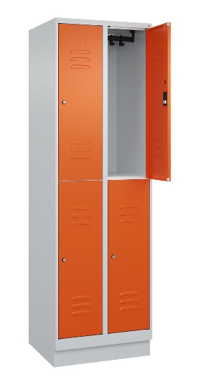 C+P Doppelstock-Spind 080320-22 Classic PLUS Sockel 2-Abt.400mm je 2 Fächer Sicherheits-Drehriegel (HxBxT)1950x800x500mm 7016/7035