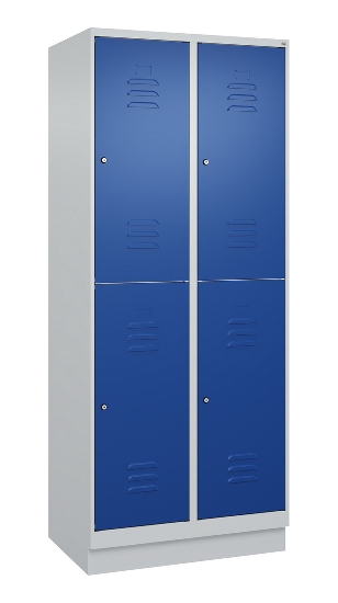 C+P Doppelstock-Spind 080320-22 Classic PLUS Sockel 2-Abt.400mm je 2 Fächer Sicherheits-Drehriegel (HxBxT)1950x800x500mm 7016/7035