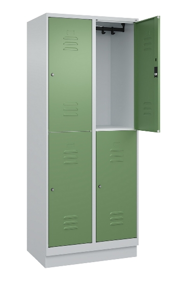 C+P Doppelstock-Spind 080320-22 Classic PLUS Sockel 2-Abt.400mm je 2 Fächer Sicherheits-Drehriegel (HxBxT)1950x800x500mm 7016/7035