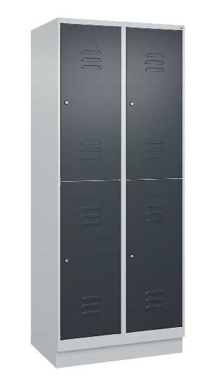 C+P Doppelstock-Spind 080320-22 Classic PLUS Sockel 2-Abt.400mm je 2 Fächer Sicherheits-Drehriegel (HxBxT)1950x800x500mm 7016/7035