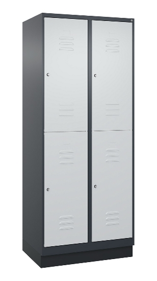 C+P Doppelstock-Spind 080320-22 Classic PLUS Sockel 2-Abt.400mm je 2 Fächer Sicherheits-Drehriegel (HxBxT)1950x800x500mm 7016/7035