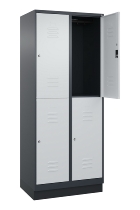 C+P Doppelstock-Spind 080320-22 Classic PLUS Sockel 2-Abt.400mm je 2 Fächer Sicherheits-Drehriegel (HxBxT)1950x800x500mm 7016/7035