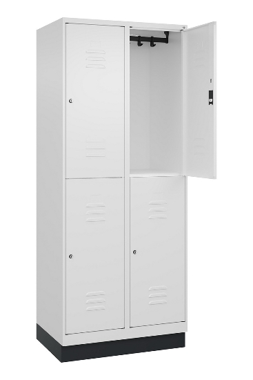 C+P Doppelstock-Spind 080320-22 Classic PLUS Sockel 2-Abt.400mm je 2 Fächer Sicherheits-Drehriegel (HxBxT)1950x800x500mm 7016/7035