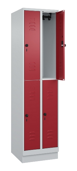 C+P Doppelstock-Spind 080310-29 Classic PLUS mit Sockel 2 Abt.250mm je 2 Fächer Drehriegel (HxBxT)1950x500x500mm 7035/7016