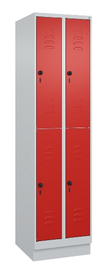 C+P Doppelstock-Spind 080310-29 Classic PLUS mit Sockel 2 Abt.250mm je 2 Fächer Drehriegel (HxBxT)1950x500x500mm 7035/7016