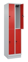 C+P Doppelstock-Spind 080310-29 Classic PLUS mit Sockel 2 Abt.250mm je 2 Fächer Drehriegel (HxBxT)1950x500x500mm 7035/7016