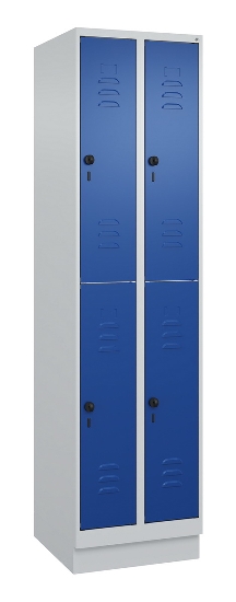 C+P Doppelstock-Spind 080310-29 Classic PLUS mit Sockel 2 Abt.250mm je 2 Fächer Drehriegel (HxBxT)1950x500x500mm 7035/7016