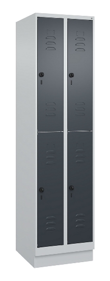 C+P Doppelstock-Spind 080310-29 Classic PLUS mit Sockel 2 Abt.250mm je 2 Fächer Drehriegel (HxBxT)1950x500x500mm 7035/7016