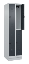 C+P Doppelstock-Spind 080310-29 Classic PLUS mit Sockel 2 Abt.250mm je 2 Fächer Drehriegel (HxBxT)1950x500x500mm 7035/7016