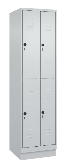 C+P Doppelstock-Spind 080310-29 Classic PLUS mit Sockel 2 Abt.250mm je 2 Fächer Drehriegel (HxBxT)1950x500x500mm 7035/7016