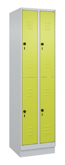 C+P Doppelstock-Spind 080310-29 Classic PLUS mit Sockel 2 Abt.250mm je 2 Fächer Drehriegel (HxBxT)1950x500x500mm 7035/7016