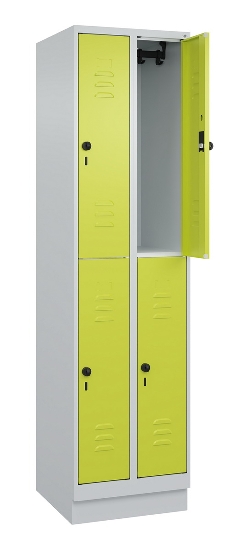 C+P Doppelstock-Spind 080310-29 Classic PLUS mit Sockel 2 Abt.250mm je 2 Fächer Drehriegel (HxBxT)1950x500x500mm 7035/7016