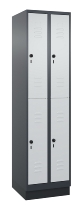 C+P Doppelstock-Spind 080310-29 Classic PLUS mit Sockel 2 Abt.250mm je 2 Fächer Drehriegel (HxBxT)1950x500x500mm 7035/7016