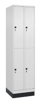 C+P Doppelstock-Spind 080310-29 Classic PLUS mit Sockel 2 Abt.250mm je 2 Fächer Drehriegel (HxBxT)1950x500x500mm 7035/7016