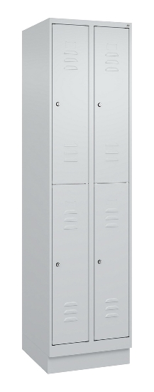 C+P Doppelstock-Spind 080310-29 Classic PLUS mit Sockel 2 Abt.250mm je 2 Fächer Drehriegel (HxBxT)1950x500x500mm 7035/7016