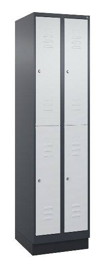 C+P Doppelstock-Spind 080310-29 Classic PLUS mit Sockel 2 Abt.250mm je 2 Fächer Drehriegel (HxBxT)1950x500x500mm 7035/7016