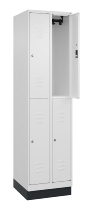 C+P Doppelstock-Spind 080310-29 Classic PLUS mit Sockel 2 Abt.250mm je 2 Fächer Drehriegel (HxBxT)1950x500x500mm 7035/7016